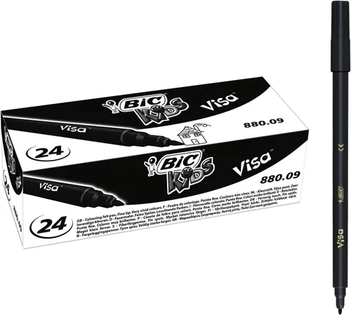 Bic Bolígrafos para colorear Visa para niños, color negro (caja de 24)