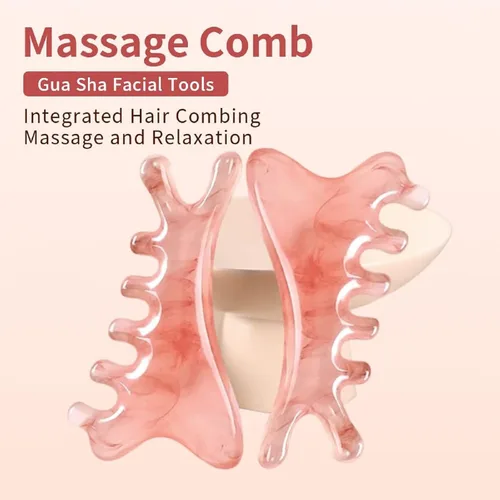 Miniatura 9 de TAIHI Gua Sha - Peine de masaje, masajeador de cuero cabelludo 4 en 1, herramienta facial para cuello, cuerpo, drenaje linfático, alivio de tensión
