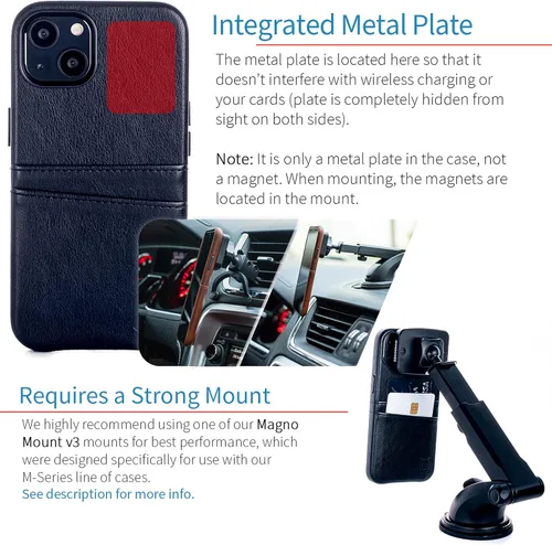 Miniatura 3 de Dockem Funda tipo cartera para iPhone 13 con placa de metal integrada para montaje magnético y 2 bolsillos para tarjetas de crédito: Exec M2, piel