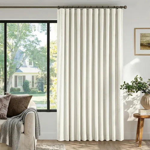 Miniatura 26 de INOVADAY Cortinas térmicas para puerta corredera 100% opacas para dormitorio, cortinas de puerta corrediza de vidrio extra anchas para patio, lino