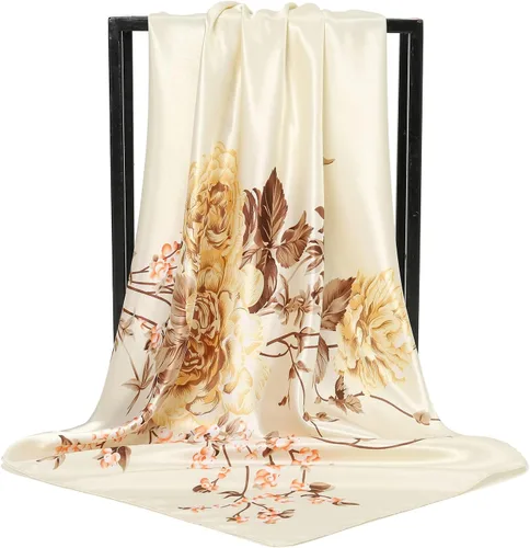 Miniatura 4 de RIIQIICHY - Bufanda para la cabeza para mujer, bufanda de satén de seda para envolver el cabello por la noche, bandana cuadrada para dormir, 35