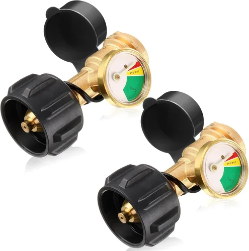 Tandefio Indicador de nivel de tanque de propano, detector de fugas, medidor de presión de gas, tanque de propano universal QCC1 con cubierta