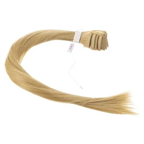 Miniatura 2 de SWACC 12 extensiones de cabello lacio de un color con clip, para mujer, extensiones de cabello sintético con rayas de color (rubio beige)