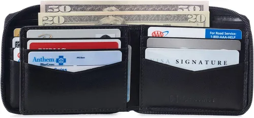 Miniatura 10 de Alpine Swiss Logan - Cartera plegable con cremallera para hombres o mujeres, caja fuerte RFID, viene en una caja de regalo