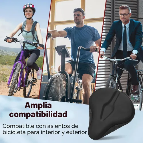 Miniatura 6 de Zacro Cojín de asiento de bicicleta, funda acolchada de gel para asiento de bicicleta para hombres y mujeres, cómodo, asiento de bicicleta Negro