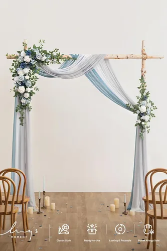 Miniatura 2 de Ling's moment - Kit de flores artificiales de arco de boda con cortinas - Paquete de 5, 2 arreglos florales, 3 cortinas transparentes colgantes Sage