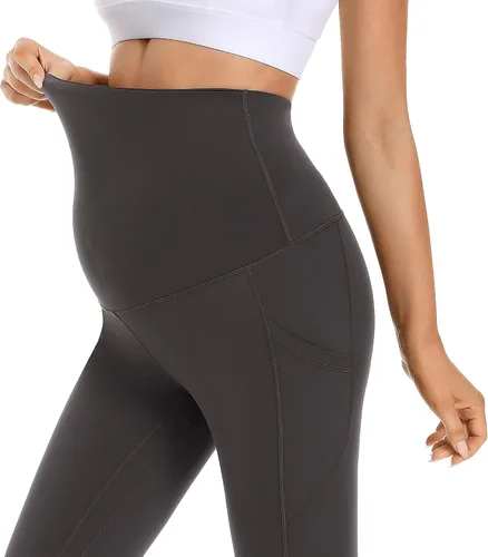 Miniatura 2 de Foucome Leggings de maternidad para mujer con bolsillos sobre el vientre, leggings de entrenamiento para yoga, pantalones de trabajo activo