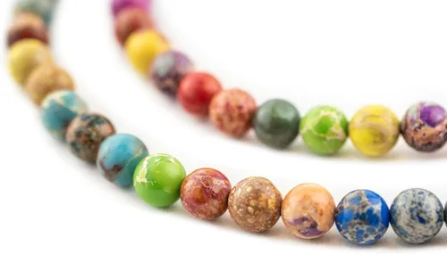 Miniatura 108 de The Bead Chest Cuentas de Jade Blanco Mate Redondas (8mm): Piedra Preciosa Orgánica Redonda Esférica de Energía con Poder de Sanación para Hacer