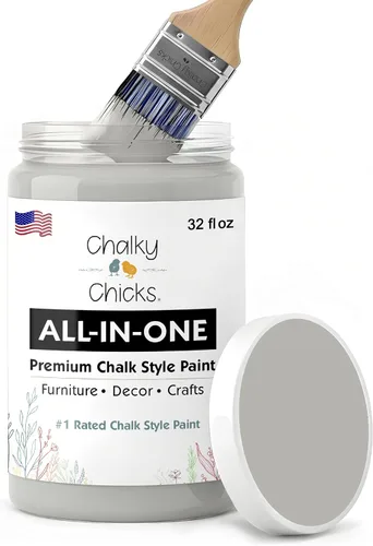 Miniatura 138 de Chalky Chicks - Pintura mate a la tiza, no requiere lijado, 4 onzas líquidas, color gris oscuro (Gun Metal Gray), para muebles, pintura sin Gris