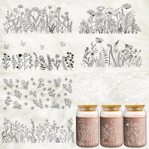 Miniatura 7 de Rngmsi Envoltura de Taza UV DTF - 8 Hojas Envolturas de Taza UV DTF de Abeja para 16 oz, Calcomanías Uvdtf de Gnomos Mariposa Panal, Calcomanías