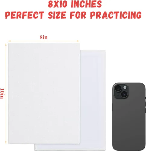 Miniatura 6 de Simetufy Paquete de 30 lienzos de pintura de 8 x 10 pulgadas, paneles de lona de algodón en blanco, paquete a granel para fiestas, pinturas