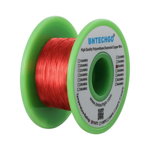 Miniatura 9 de BNTECHGO - Alambre magnético de 26 AWG, cable de cobre esmaltado para bobinado, 4 onzas, 0.0157 pulgadas de diámetro, 1 bobina de color rojo, Rojo 4