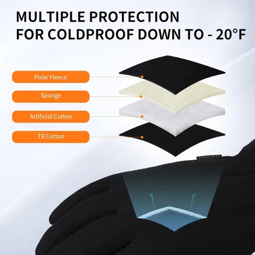 Miniatura 4 de Guantes de invierno para hombres y mujeres -20 F térmicos de piel de ciervo aislados, guantes de trabajo de forro polar cálido Heatlok de algodón