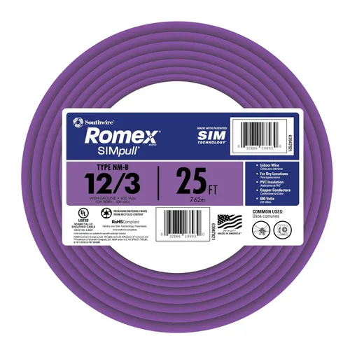 Miniatura 2 de Southwire Romex™ Brand Simpull Solid Indoor 12/3 W/G NMB Cable Bobina de 50 pies - SW 63947622