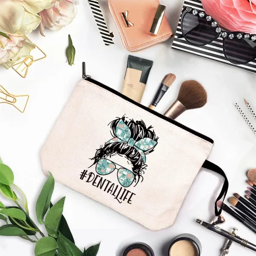 Miniatura 2 de ZHANTUONE La bolsa de cosméticos hecha de lona no solo es novedosa y única en diseño, sino que también es segura y práctica con una cremallera