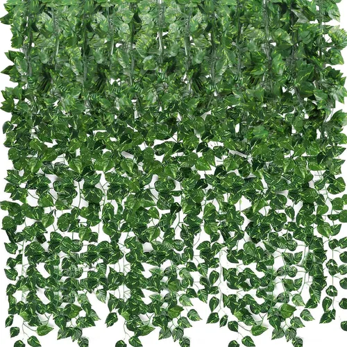 Miniatura 12 de CEWOR Paquete de 10 enredaderas artificiales para decoración de habitaciones, guirnalda de hiedra artificial, enredaderas falsas para colgar plantas
