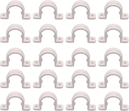 Miniatura 8 de Correa de tubo de PVC de 2 pulgadas, abrazaderas de tubo de conducto de 2 agujeros, soportes de tubería de plástico (gris, 10 piezas)
