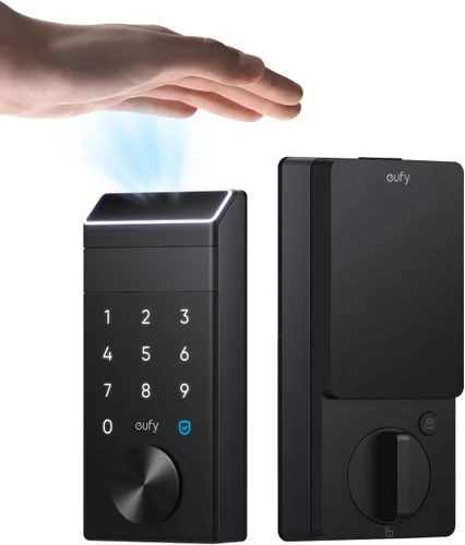 eufy FamiLock E34 - Cerradura inteligente con reconocimiento de vena de palma, cerradura de puerta de entrada sin llave para puerta delantera,