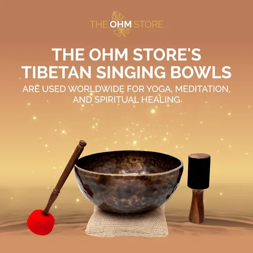 Miniatura 2 de Juego Grande de Cuencos Tibetanos Cantores por Ohm Store — Cuenco de Meditación de Sonido Jupiter de Bronce Puro de 12 Pulgadas, 2 Mazos y un Cojín