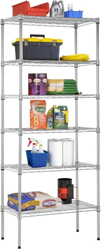 Miniatura 44 de BestOffice Estantes de almacenamiento de alambre de 5 niveles con ruedas 14x30x60 Cromo Estantes ajustables Estante de metal resistente