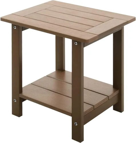 Miniatura 10 de Mesa auxiliar doble Adirondack para exterior de Meluvici, resistente a la intemperie, mesa de extremo rectangular para patio al aire libre para Azul