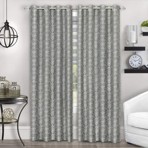 Miniatura 6 de Achim Home Furnishings Python - Panel de cortina con ojales, 52 x 84 pulgadas, negro/plateado