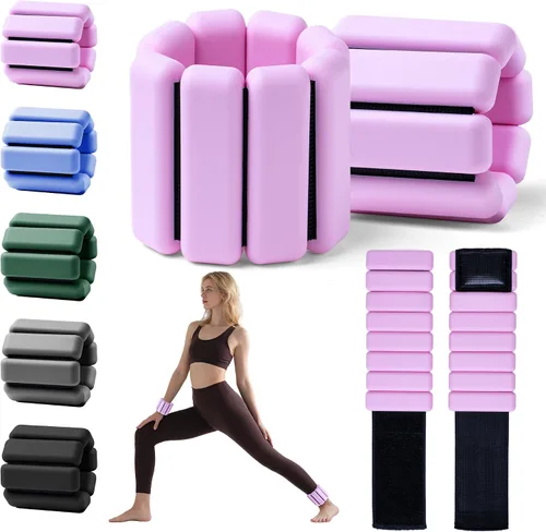 Miniatura 7 de Brazaletes con peso para muñecas y tobillos para mujeres (juego de 2) Pesas de entrenamiento para yoga, pilates y caminar Pesas de piernas