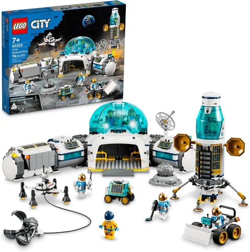 Miniatura 7 de LEGO City Lunar Research Base - Juguete espacial para niños que aman el espacio 60350, inspirado en la NASA Lunar Lander, Rover y Moon Buggy con 6