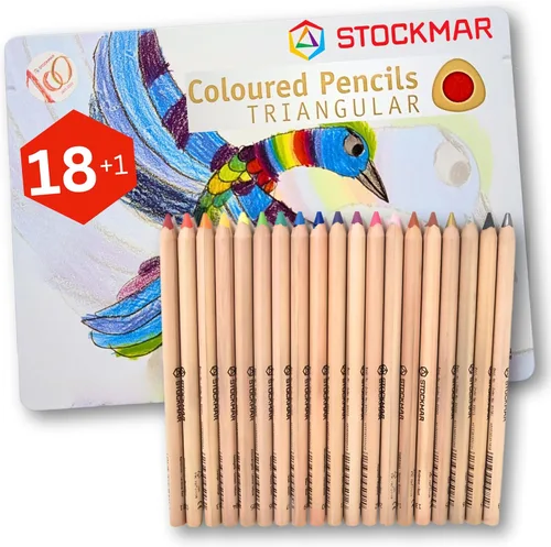 STOCKMAR Lápices de colores triangulares 18 colores + 1 lápiz de grafito