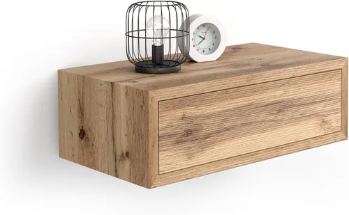 Miniatura 9 de Mobili Fiver, Mesita de Noche Flotante Riccardo, Madera de Fresno Negra, Fabricado en Italia