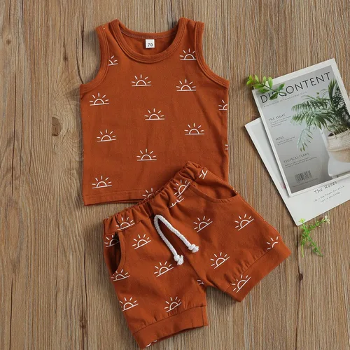 Miniatura 7 de Amiblvowa Newborn Infant Baby Boy Shorts Set Camisole Tank Top Jogger Shorts Outfit 2Pcs Summer Casual Clothes