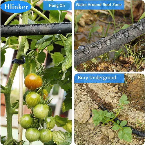 Miniatura 8 de Hlinker Manguera de remojo plana de 15 pies para camas de jardín, manguera de riego por goteo constante enlazable de 15 pies y 1/2 pulgadas, ahorra