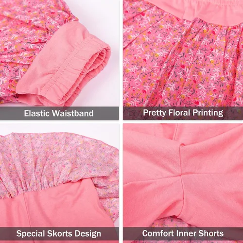Miniatura 15 de LittleSpring Conjunto de verano para niñas con camiseta sin mangas y pantalones cortos florales