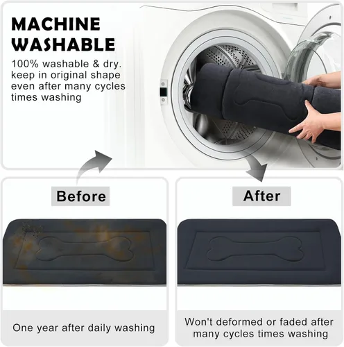 Miniatura 5 de Cama grande y acolchada de 36.0, 42.0 y 47.0 pulgadas para perro, lavable, con base antideslizante, cama para mascotas, camas para gatos, caseta