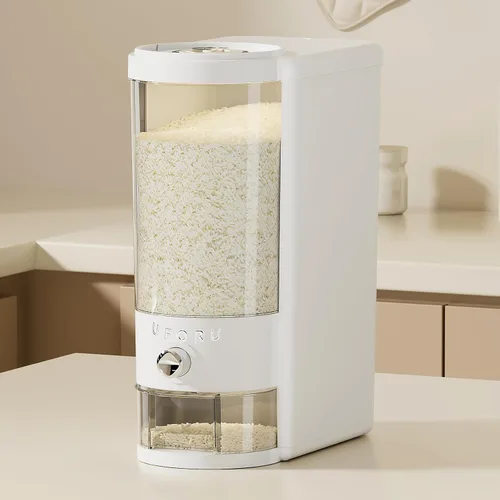 Miniatura 11 de UFORU Dispensador de arroz, recipiente de almacenamiento de arroz con taza medidora para cocina, despensa, hogar, recipientes de almacenamiento