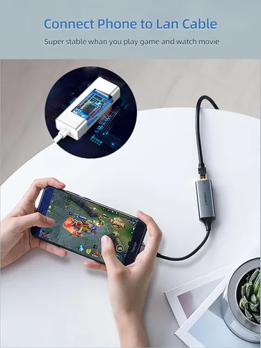 Miniatura 5 de Adaptador USB C a Gigabit Ethernet, adaptador de red LAN RJ45 Plug and Play de 1 Gbps, carcasa de aluminio, compatible con Thunderbolt 3/4