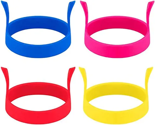 Anillo de huevo hidrofóbico, 4 anillos redondos antiadherentes con doble asa, molde de silicona fácil de limpiar, para huevos fritos o escalfados
