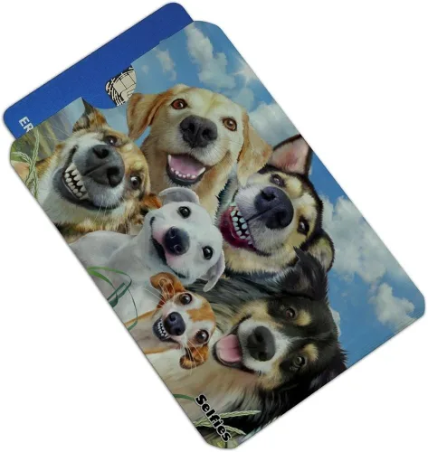 Miniatura 2 de Dogs Smile Selfie Retriever - Juego de 4 fundas para tarjetas de crédito con bloqueo RFID