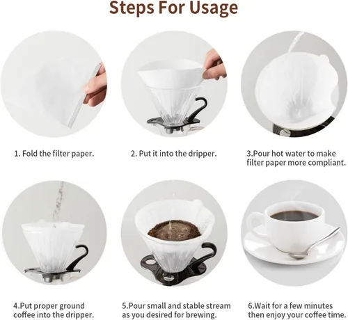 Miniatura 4 de Clinuse Filtros de café en cono #2, 200 unidades de filtro de café blanco tamaño 02, filtros de papel natural desechables de 2 a 4 tazas, 02 filtros
