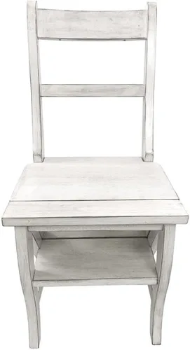 Miniatura 6 de Antigua silla plegable de la escalera de la biblioteca en blanco