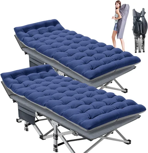 Miniatura 36 de ABORON Catre de Camping para Adultos de 28" Extra Ancho, Resistente 1200D Oxford Catre para Dormir, Cama de Campamento Plegable Portátil con Gris