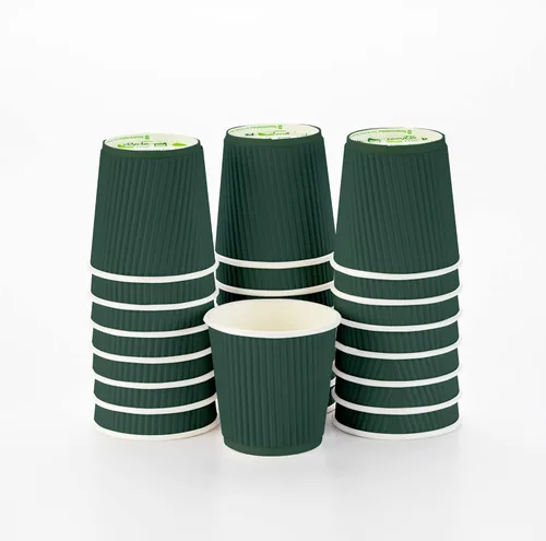 Miniatura 12 de Vasos de café de papel aislado de pared corrugada, 12 onzas, 12 onza, Negro
