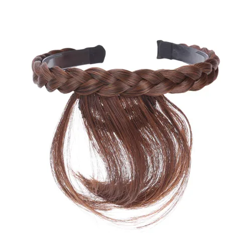 Miniatura 10 de Extensiones de cabello sintético con flecos, para mujeres y niñas (negro)