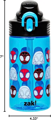 Miniatura 12 de Zak Designs Marvel Spider-Man - Botella de agua Sage para la escuela o viajes, botella de agua de plástico duradero de 16 onzas con popote, asa
