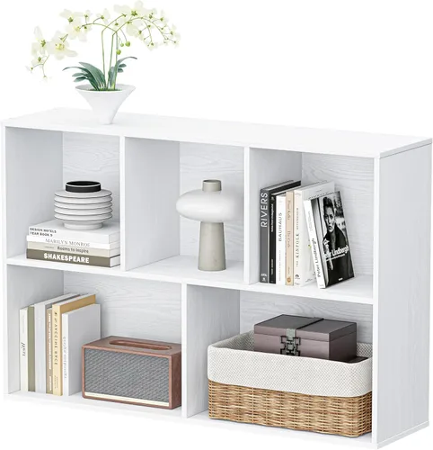 Miniatura 11 de Organizador de almacenamiento de 12 cubos, estantes de madera con panel trasero cerrado, estantería reversible, organizador de armario de cubos