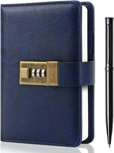Miniatura 9 de WEMATE Diario con Cerradura, Diario con Cerradura, Cuaderno de Contraseña, Bolígrafo y Caja de Regalo - Perfecto para Hombres y Mujeres - 4.3X Negro