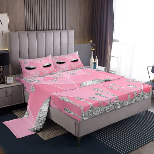 Miniatura 36 de Feelyou Juego de sábanas de lazo de acuarela, tamaño individual, juego de sábanas con lazos de coqueta para niños y niñas, decoración de dormitorio