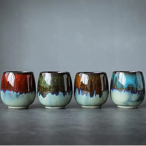 Juego de 4 mini tazas de café expreso de cerámica de 3 onzas, tazas de café expreso, tazas de café de porcelana, tazas Demitasse, estilo moderno sin
