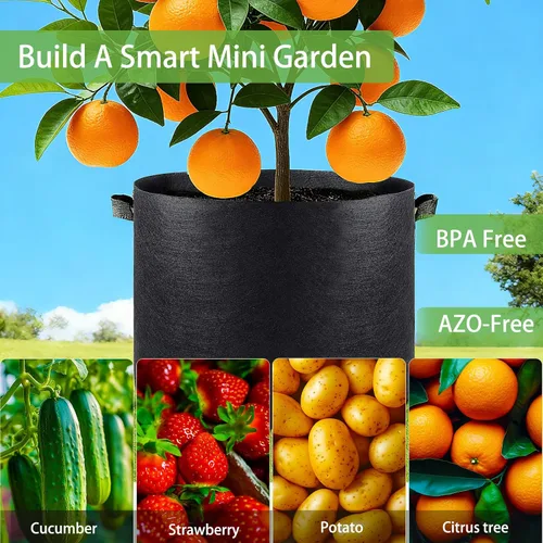 Miniatura 7 de iGarden Bolsas de cultivo altas, macetas de cultivo de 15 galones, paquete de 5 con asas, bolsa de tela no tejida gruesa de 11.29 oz para verduras