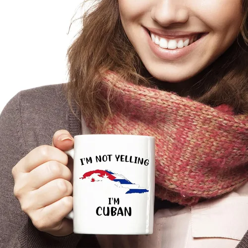 Miniatura 6 de Divertidas tazas de café del orgullo cubano, con texto en inglés "I Not Yelling I'm Cuban", idea de regalo para hombres y mujeres cubanos